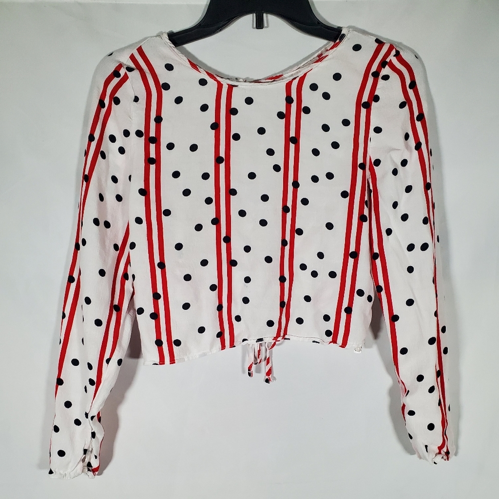 ZARA TRAFALUC COLLECTION POLKA DOT STRIPES CROP TOP OPEN BACK